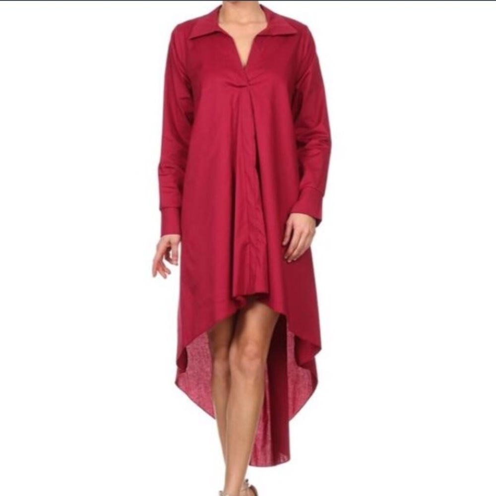 Burgundy shirt dress